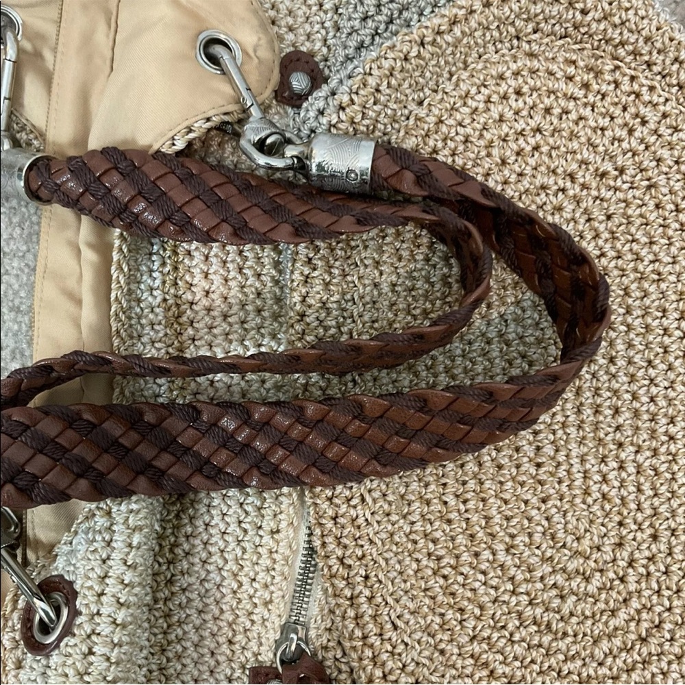 The Sak Neutral Striped Crochet Shoulder Bag Purse - Picture 5 of 5